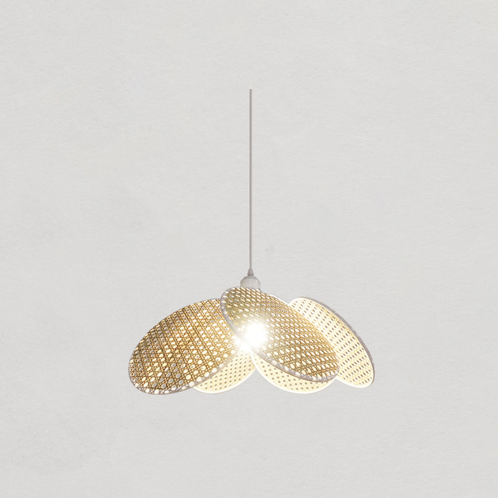 Ritta Suspension Fleur Moderne, Métal/Rotin, Noir/Blanc, Salon