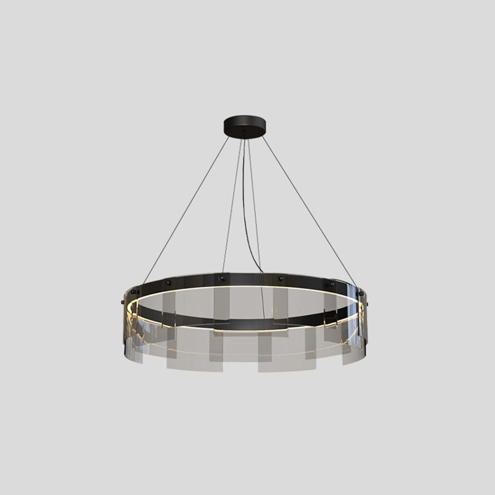 Arisha Suspension Anneau Moderne, Métal/Verre, Noir, Chambre à Coucher/Salon - Neutralighting