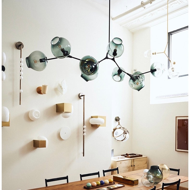 Kirae Suspension Nordique. Verre. Noir/Or. Salon