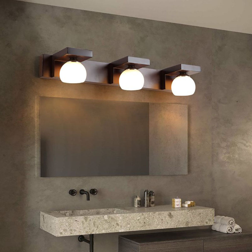 Muto Applique Murale à Miroir Intérieur Ronde Vintage LED Bois/Verre Burn Salle de Bain - Neutralighting