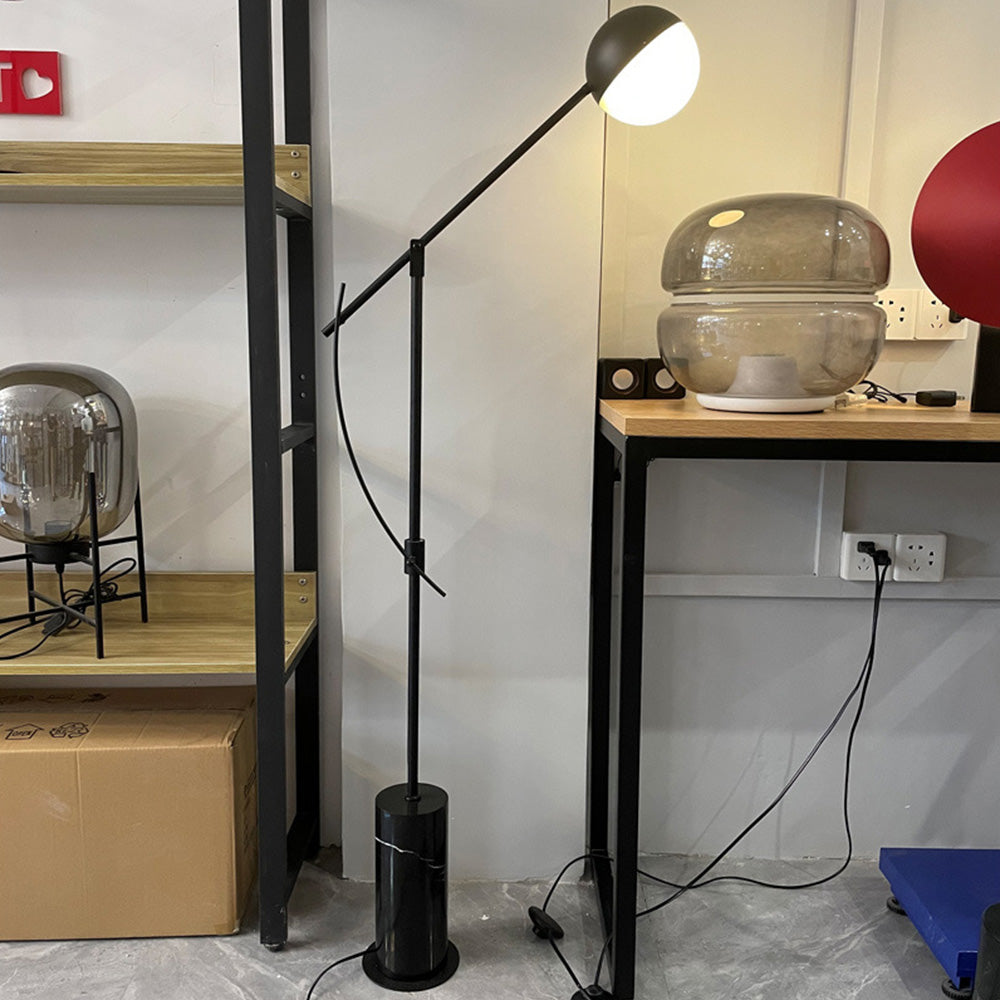 Mira Linéaire Design Lampadaire Globe Moderne Métal Noir Salon