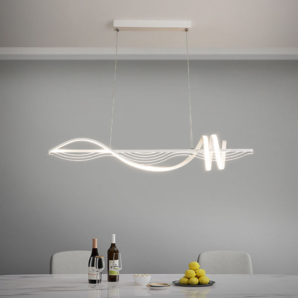 Arisha Style Géométrique Contemporain Linéaire Métal Suspension Blanc/Noir - Neutralighting