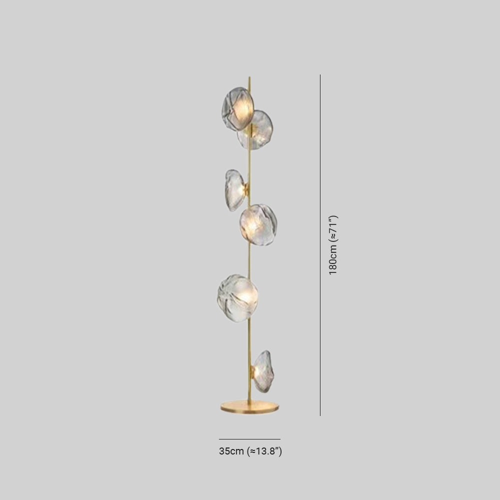 Avi Design Lampadaire Fleur Nordique Métal/Verre Noir/Or/Gris Chambre/Salon