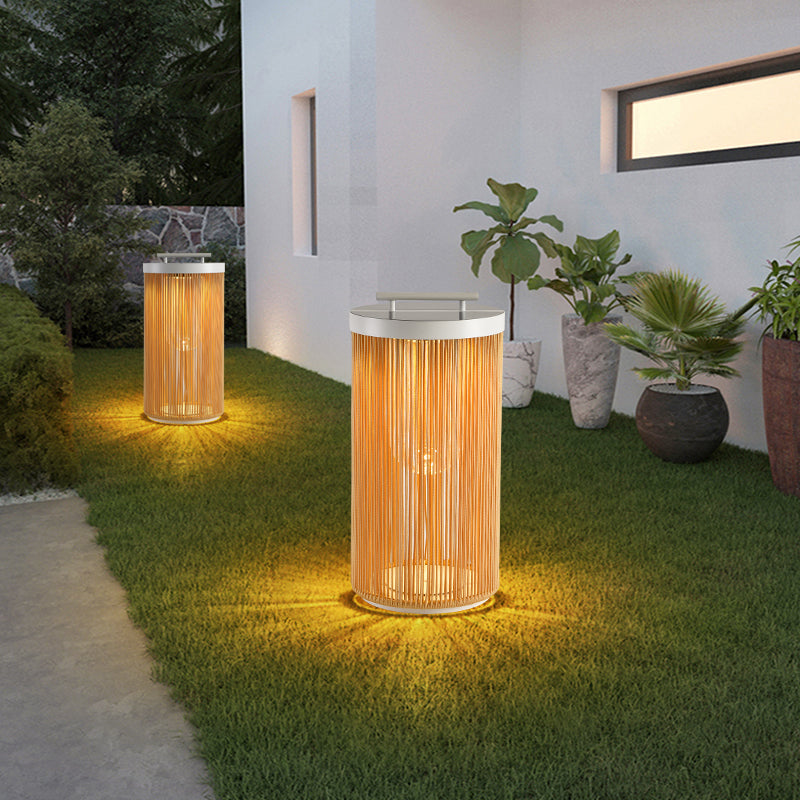 Ritta Lampadaire Cantine Moderne, Métal/Rotin, Bois, Extérieur - Neutralighting