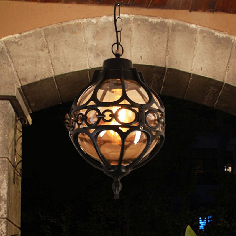 Silva Sphère Vintage LED Suspension Noir Bronze Métal Verre Salon Chambre à coucher - Neutralighting