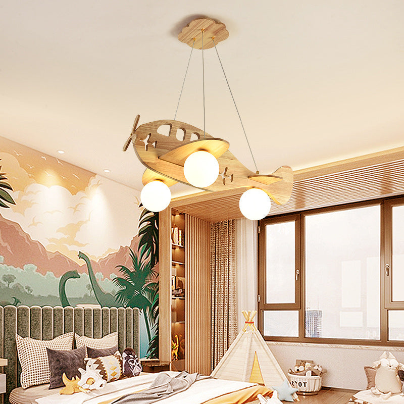 Aria Luminaires Suspension Avion Moderne, Bois, Chambre d'Enfant/Salon - Neutralighting