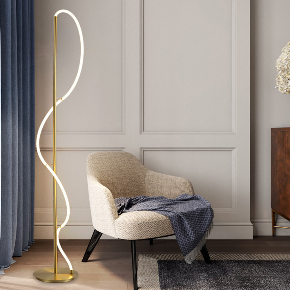 Arisha Design Lampadaire Linéaire Minimaliste Cuivre Blanc Or Salon