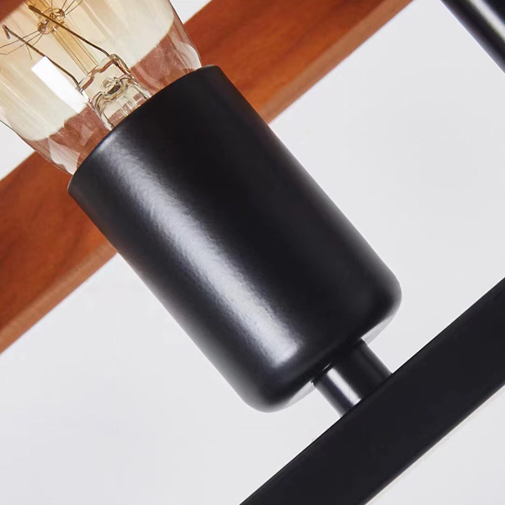 Silva Luminaires Suspensions Cage Industrielle Design Métal Bois Marron Salon/Cuisine/Bar - Neutralighting
