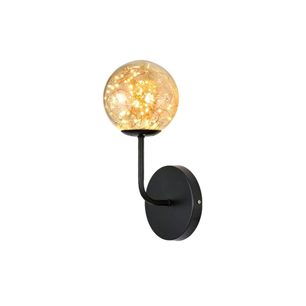 Valentina Applique Murale Bulle Ronde Moderne LED Métal Verre Noir/Or Salon/Chambre à Coucher - Neutralighting