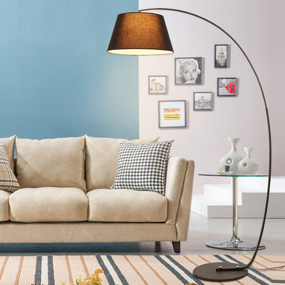 Mira Lampadaire Arche Moderne, Tissu/Métal, Noir, Salon/Chambre - Neutralighting