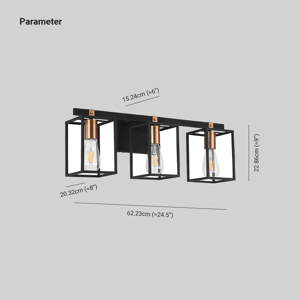 Silva Applique Murale à Miroir Carré Design LED Vintage Métal Noir Salle de Bain - Neutralighting