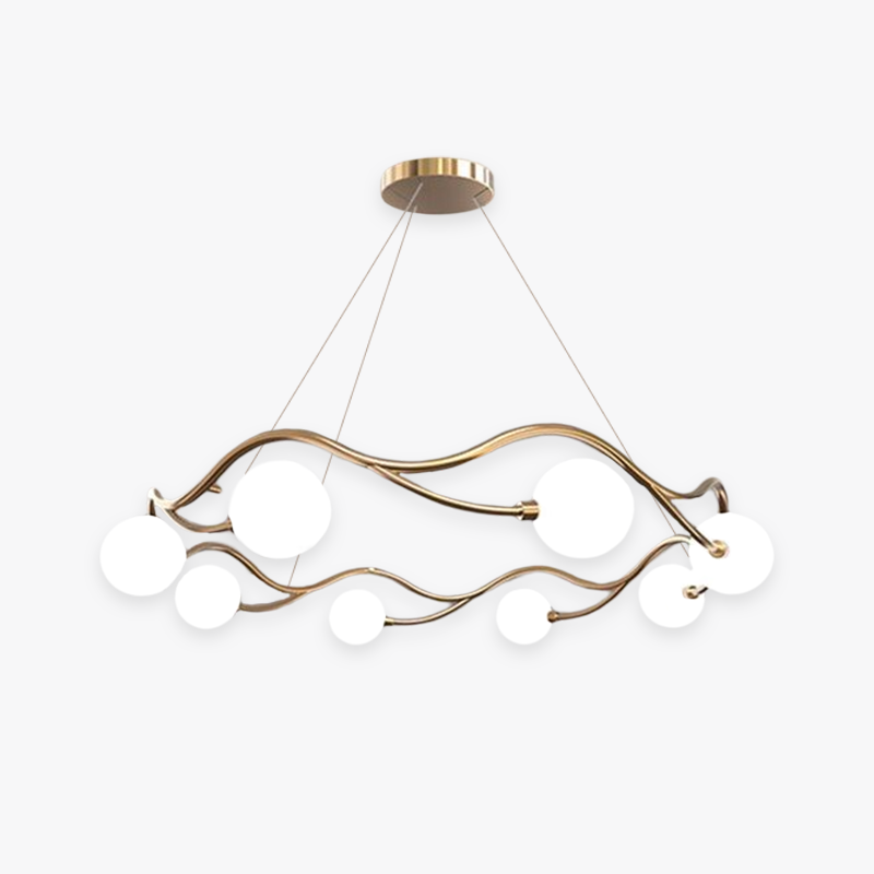 Valentina Lustre Modern Designe, Vague, Métal/Verre, Blanc/Or
