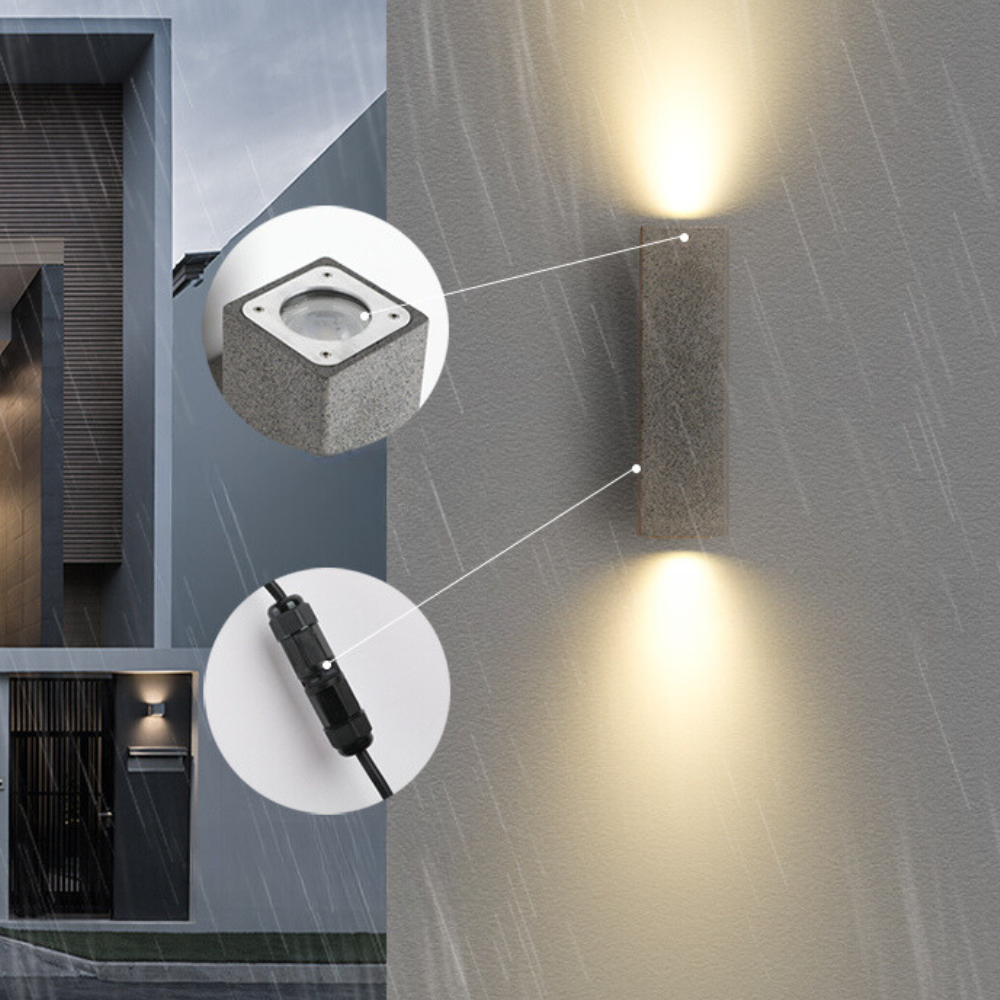 Ray Applique Murale Rectangulaire Minimaliste, Ciment/Acrylique, Blanc, Jardin - Neutralighting