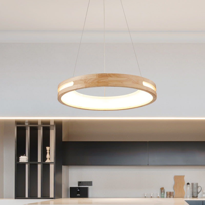 Muto Suspension Anneau Simple, Bois/Acrylique, Bois, Salon - Neutralighting