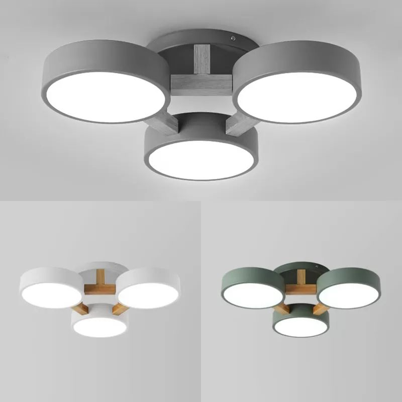 Aria Ronde LED Plafonnier Blanc/Vert/Gris Fumé Métal/Acrylique Salon - Neutralighting