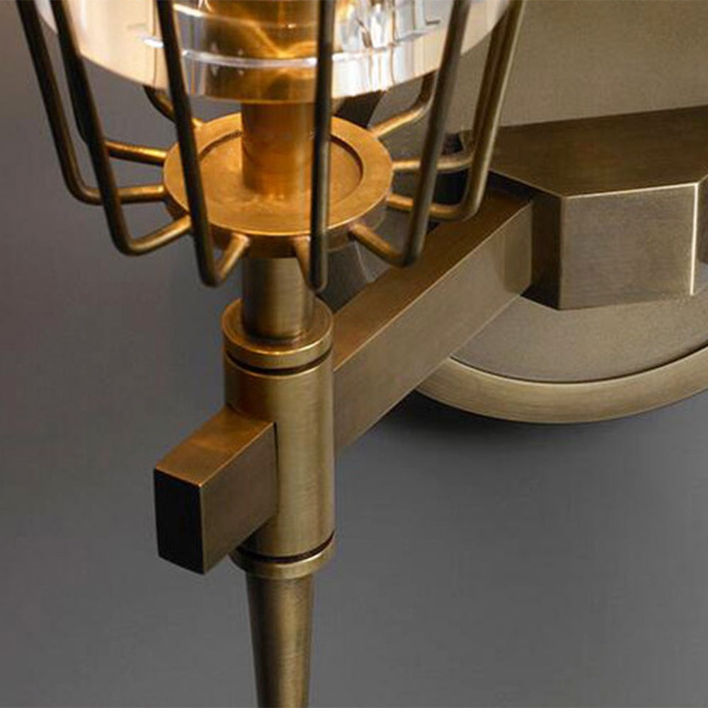 Arisha Design Italien LED Applique Murale Linéaire Vintage Métal/Verre Or Salon/Chambre - Neutralighting