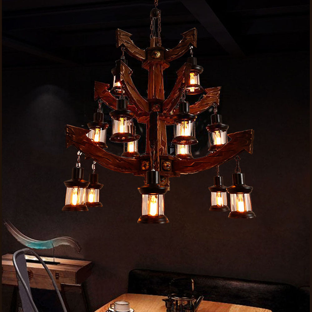 Epoch Lustre Vintage, Metal/Bois, Marron, Salon