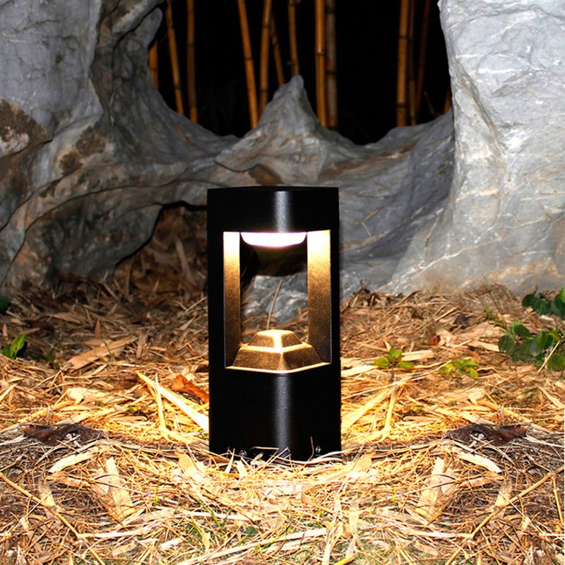 Ray Borne Extérieure Carrée Moderne, Métal/Acrylique, Noir, Jardin