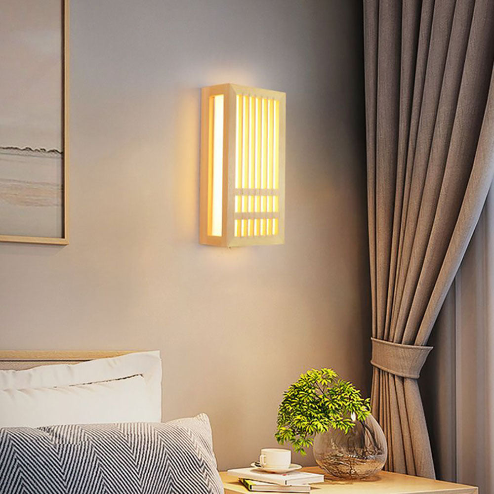 Muto Applique Murale Rectangulaire Vintage Bois/Acrylique Bois Brut Chambre à Coucher/Salon - Neutralighting