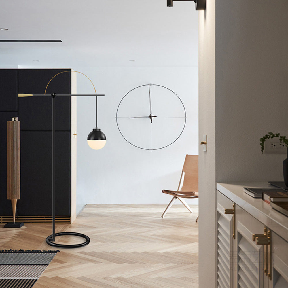 Valentina Design Lampadaire Rond Nordique Métal/Verre Noir Bureau/Chambre