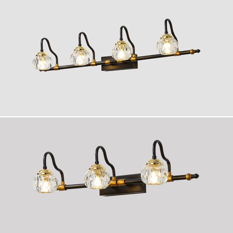 Kristy Applique Murale Miroir Bol Vintage, Métal/Cristal, Noir, Salle de Bain - Neutralighting