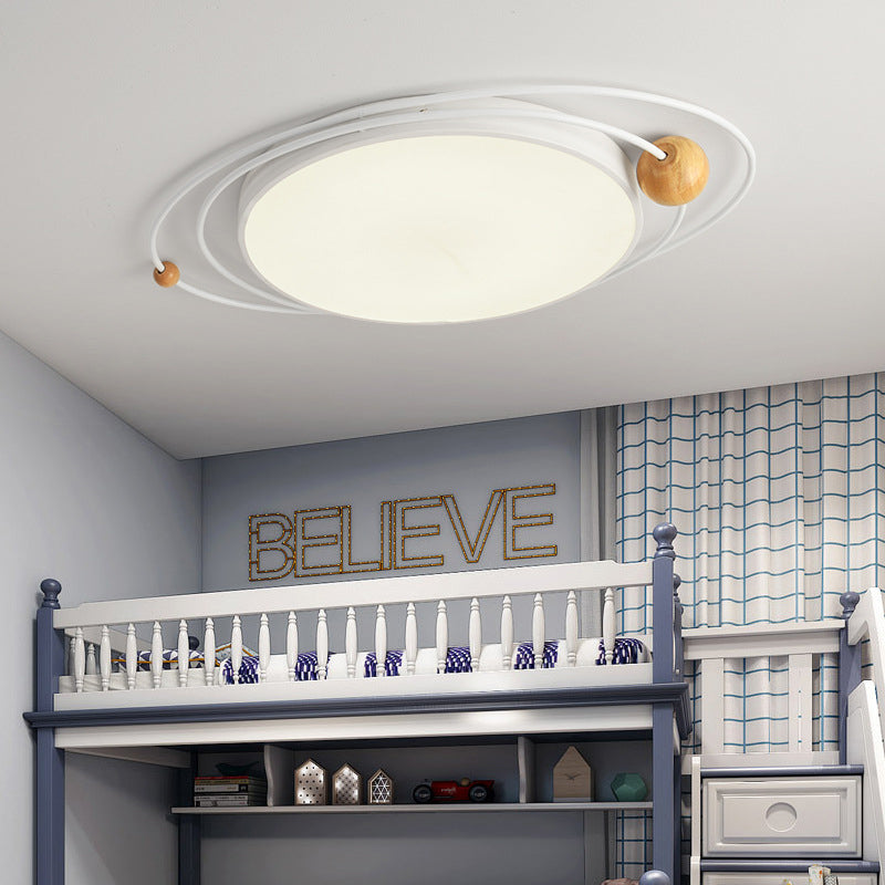 Arisha Plafonnier Rond Moderne, Metal/Bois, Blanc/Noir/Gris/Vert/Bleu, Salon - Neutralighting