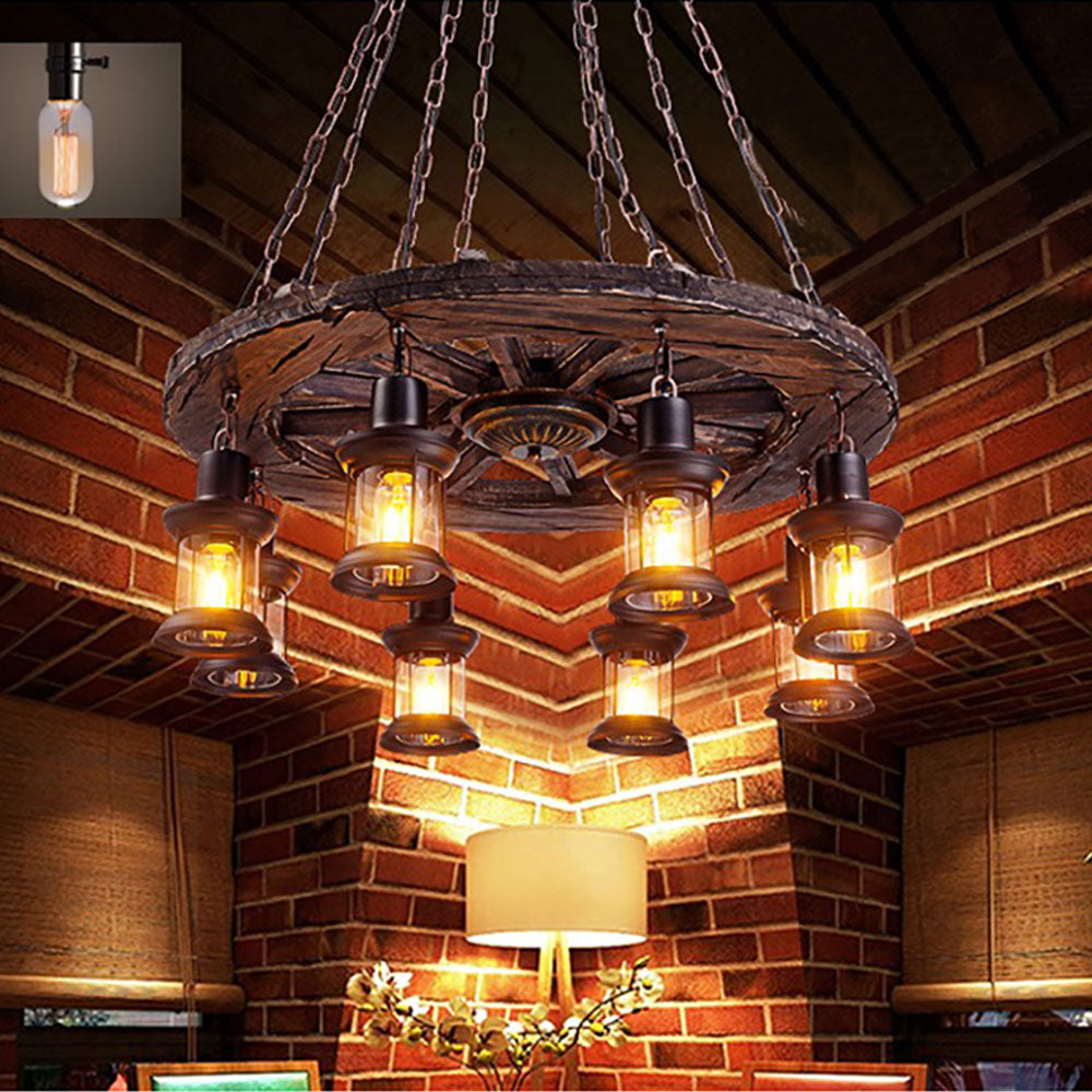 Epoch Suspension Rudder Retro, Metal/Bois, Marron, Salon - Neutralighting