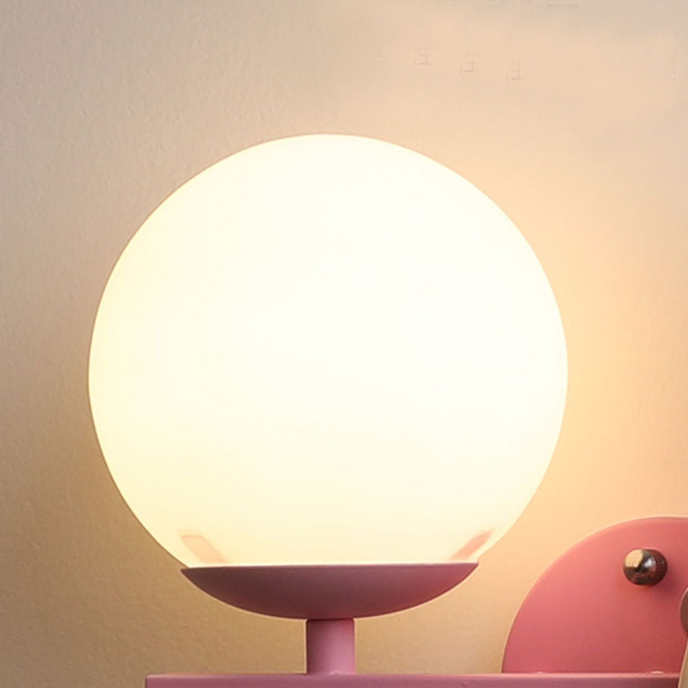Aria Applique Murale Boule Moderne, Métal/Verre, Rose/Blanc, Chambre d'enfants - Neutralighting