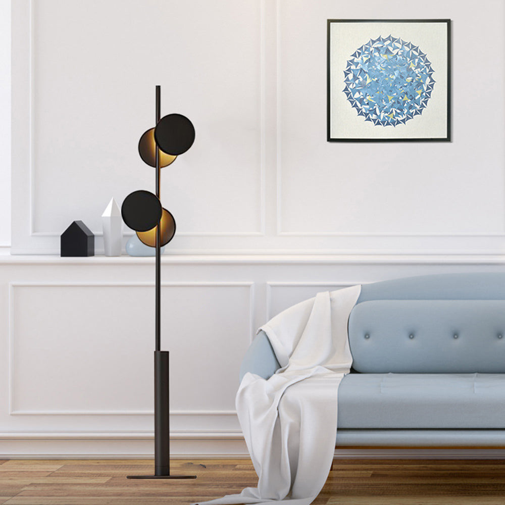 Mira Design Lampadaire Rond Nordique Métal Noir Bureau/Chambre à Coucher