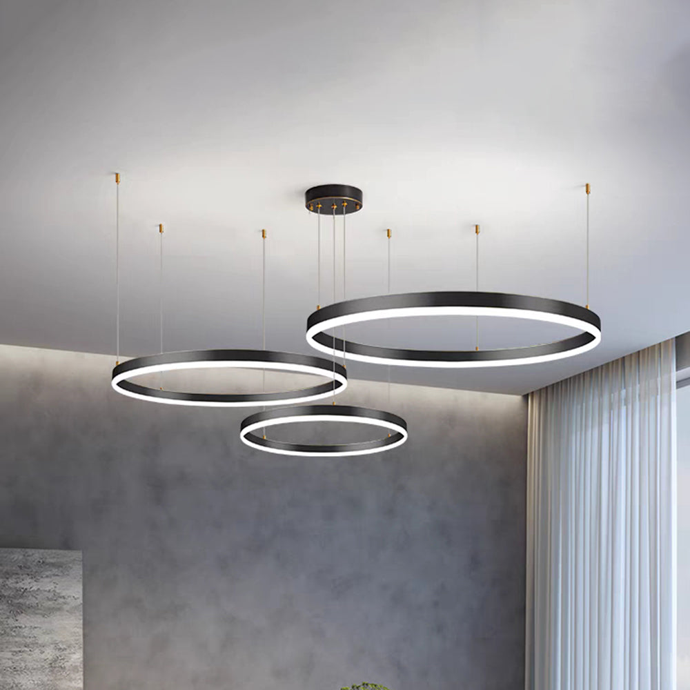 Remi Suspension Anneau Moderne Métal Noir/Doré/Café Salon