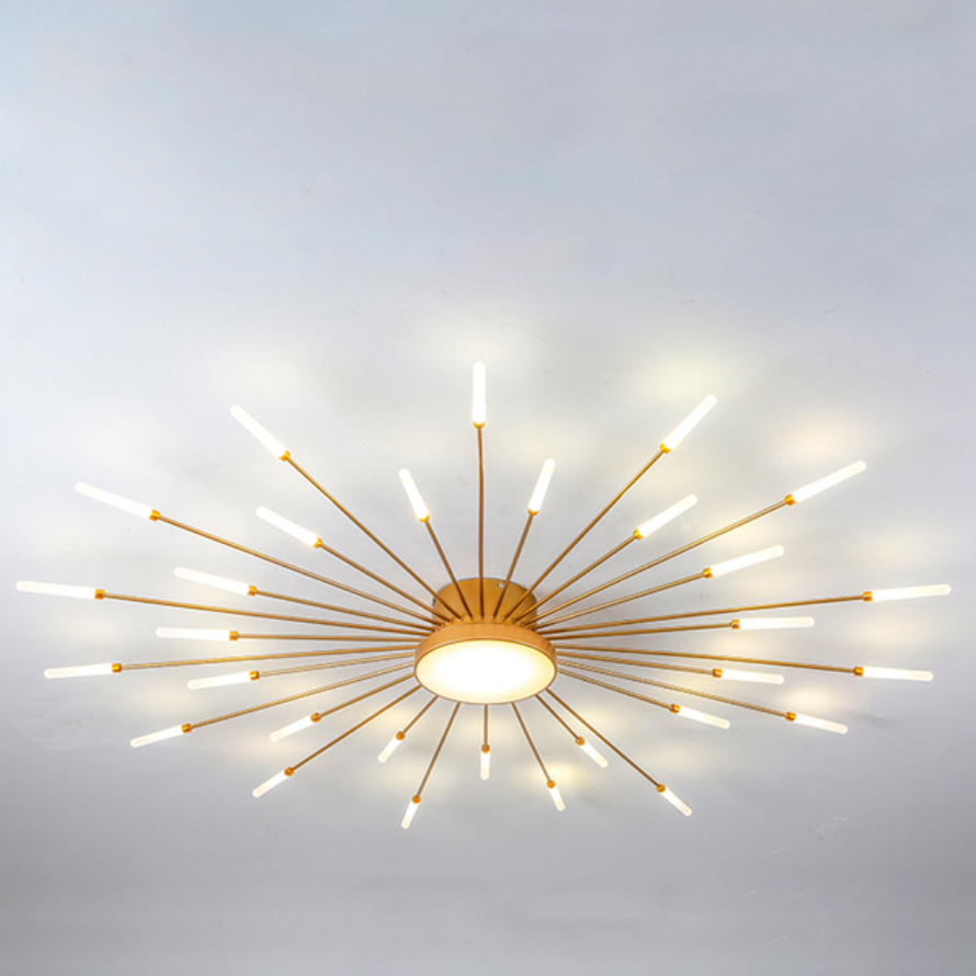 Wesley Plafonnier Feu d'Artifice Linéaire Moderne Noir/Doré - Neutralighting