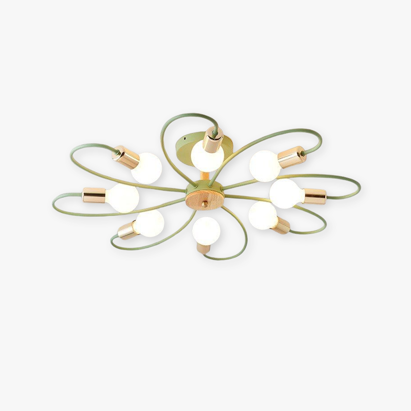 Aria Plafonnier Fleur Nordique, Metal/Verre, Vert/Gris, Chambre