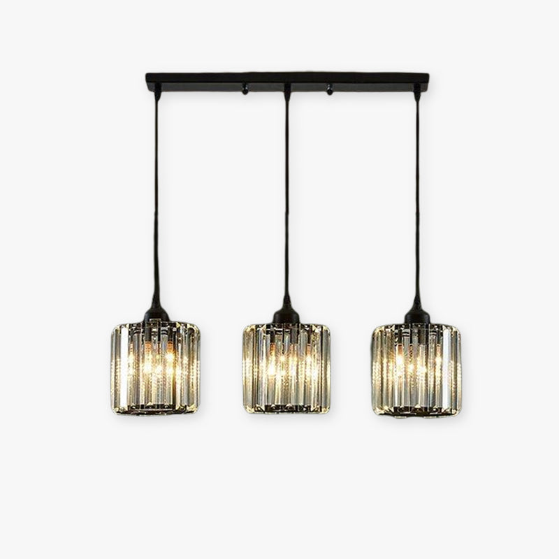Vina Suspension Ronde/Carré Nordique. Métal/Verre. Noir/Or. Salon/Bar - Neutralighting
