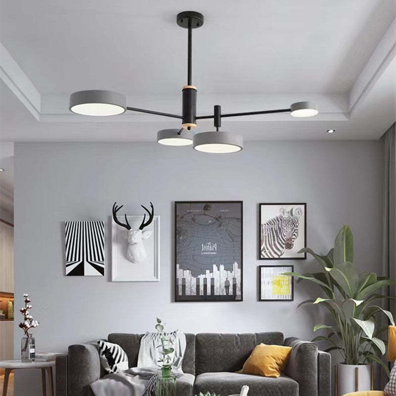 Arisha Suspension Ronde/Linéaire Moderne, Métal/Bois, Doré/Blanc/Gris, Salon - Neutralighting