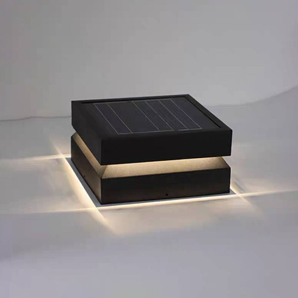 Ray Lampe de Poteau Rectangulaire Moderne, Métal, Noir, Cour - Neutralighting