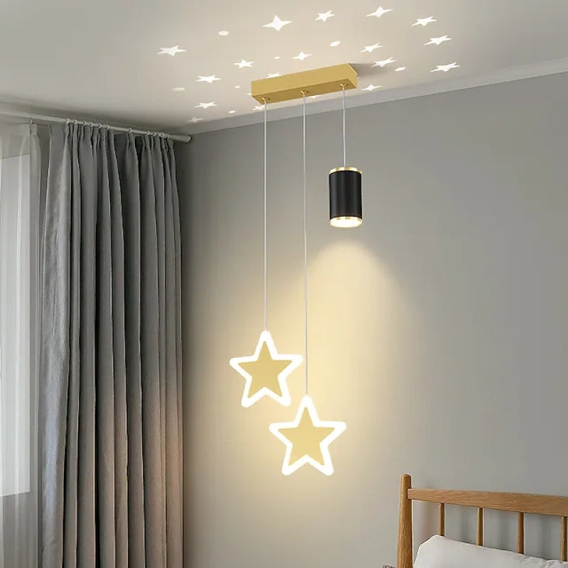 Arisha Luminaires Suspension à Projection de Lune étoile Or/Noir Métal Chambre à coucher/Bar - Neutralighting
