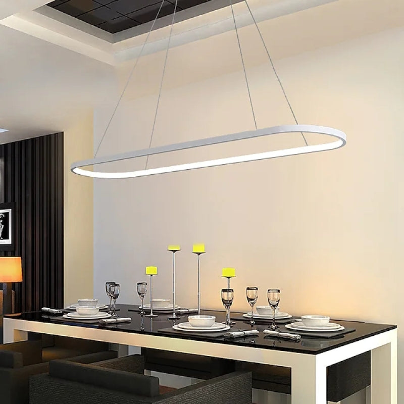 Arisha Suspension Ovale Moderne, Métal/Gel de Silice, Blanc/Noir/Or, Bar - Neutralighting