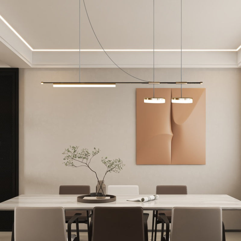 Arisha Longueur Moderne LED Suspension Noir Métal Salle À Manger - Neutralighting