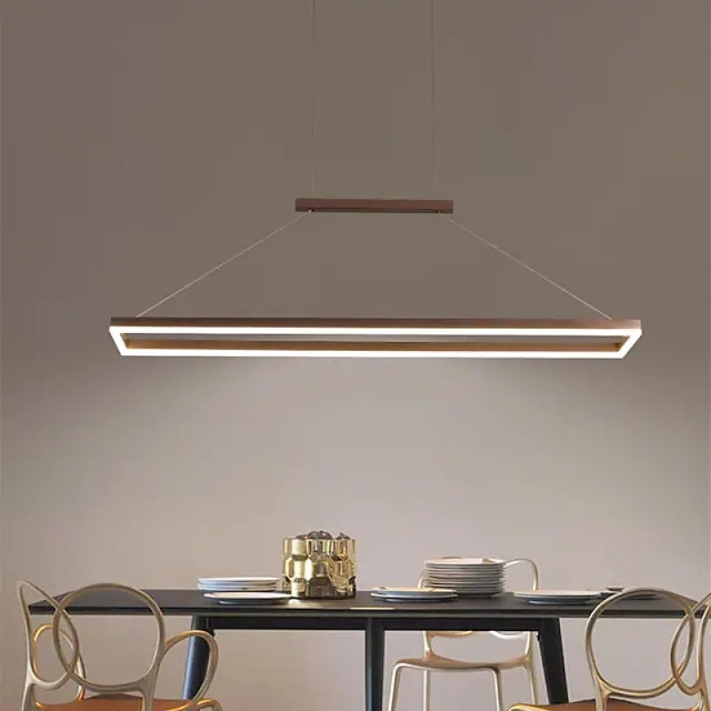 Ray Suspension Rectangulaire Contemporaine, Metal, Café/Or, Chambre - Neutralighting