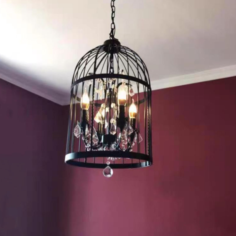 Arisha Industrielle LED Suspension Noir Métal Cristal Salon Salle à manger - Neutralighting