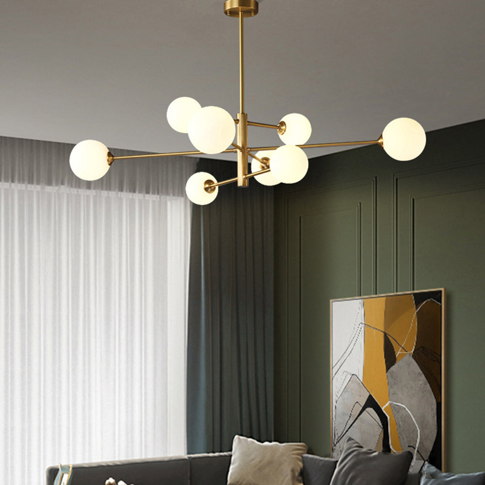 Truva Lustre Bulle Moderne. Cuivre/Verre. Noir/Cuivre. Salon