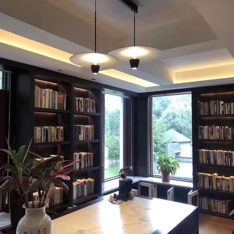 Arisha Suspension Ronde LED Minimaliste, Métal, Noir, Salon - Neutralighting