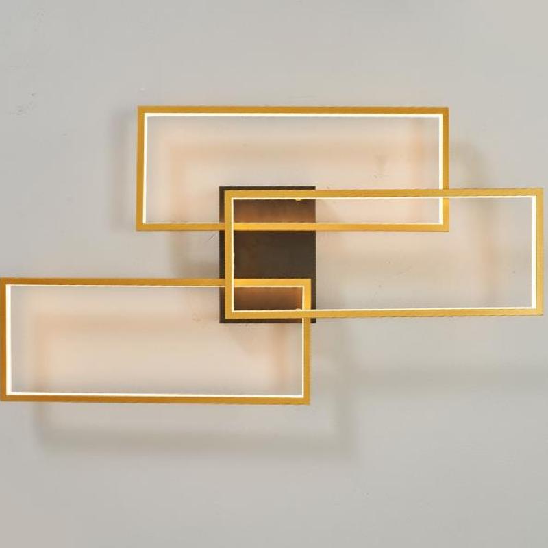 Arisha Plafonnier Rectangle Moderne, Métal/Gel de Silice, Noir/Blanc/Doré, Salon - Neutralighting