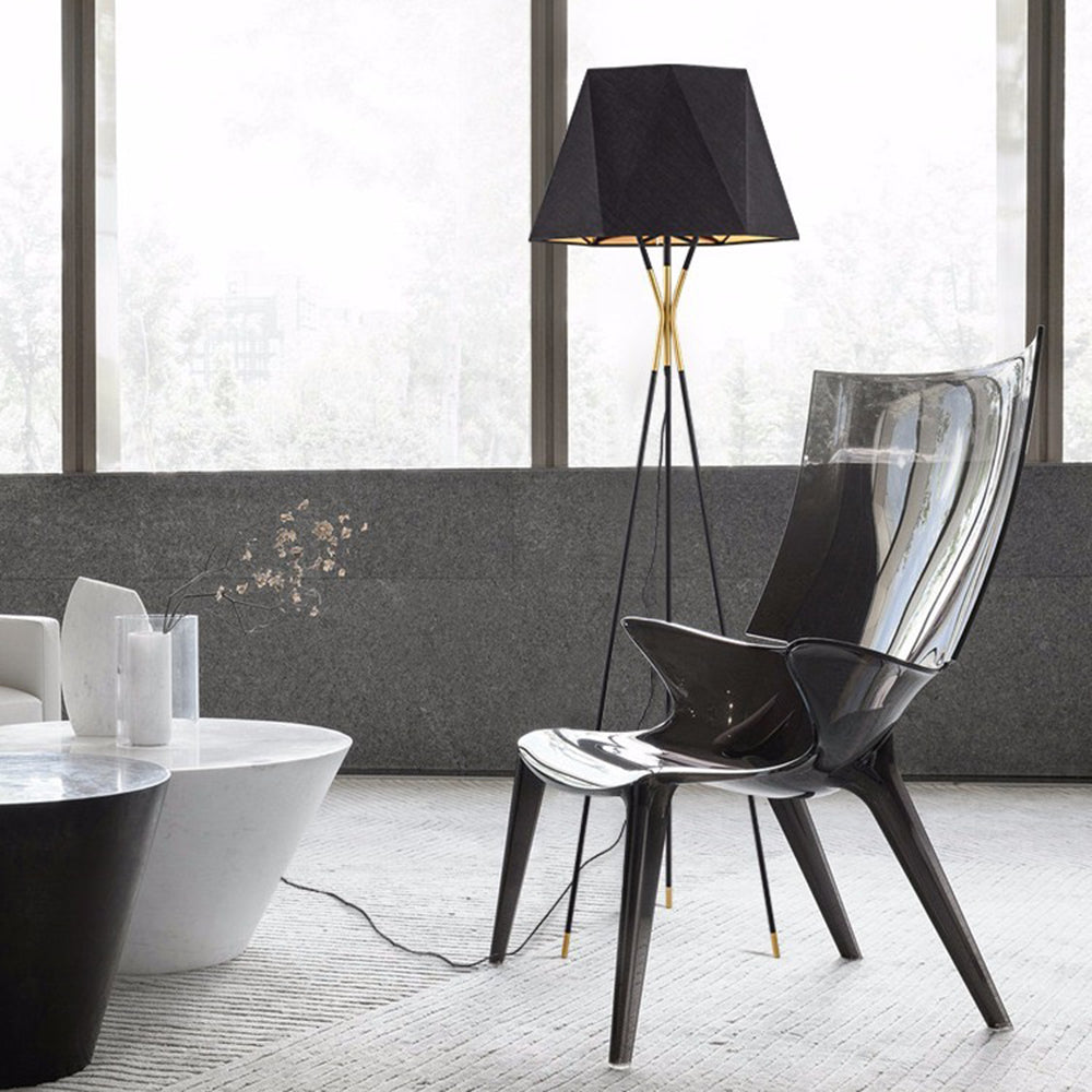 Mira Lampadaire Dôme Moderne, Métal/Tissu, Noir, Chambre