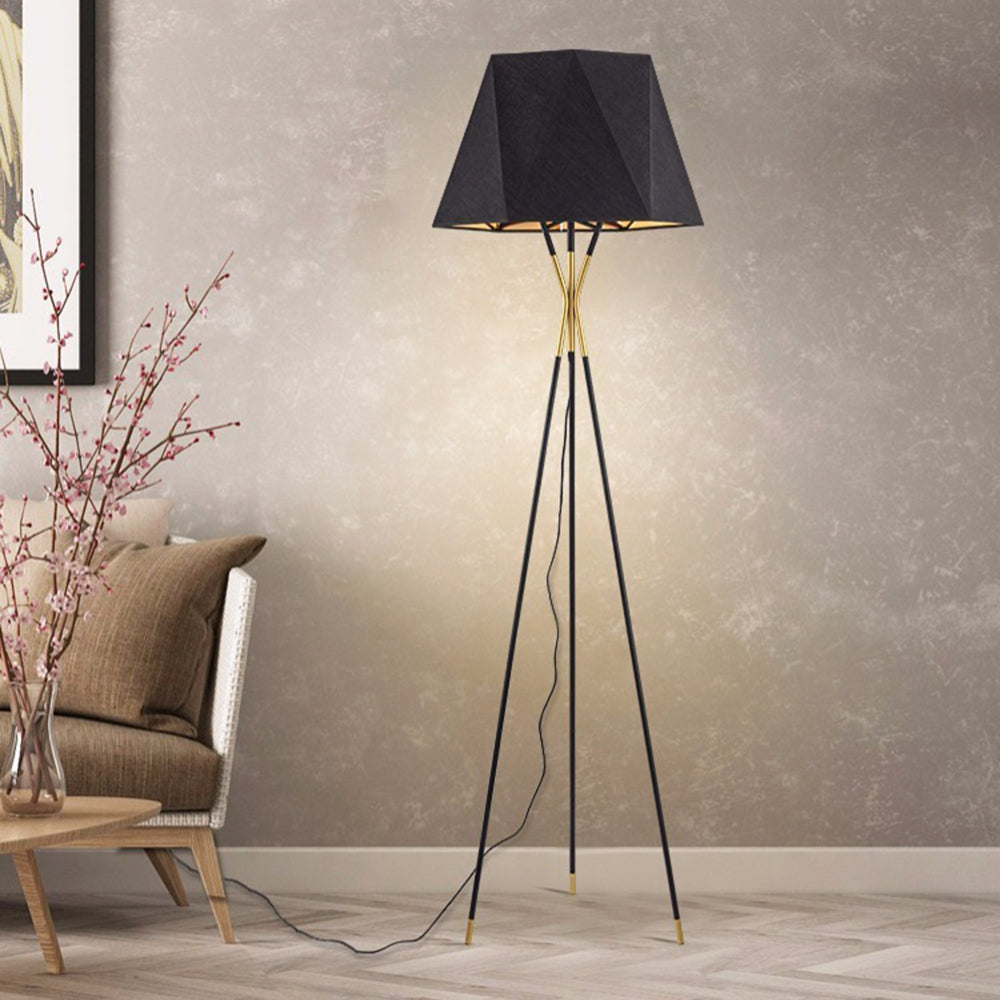 Mira Lampadaire Dôme Moderne, Métal/Tissu, Noir, Chambre