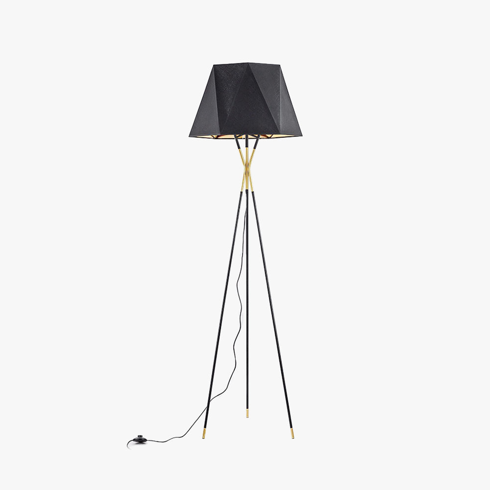 Mira Lampadaire Dôme Moderne, Métal/Tissu, Noir, Chambre
