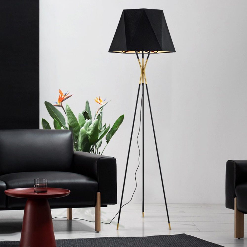 Mira Lampadaire Dôme Moderne, Métal/Tissu, Noir, Chambre