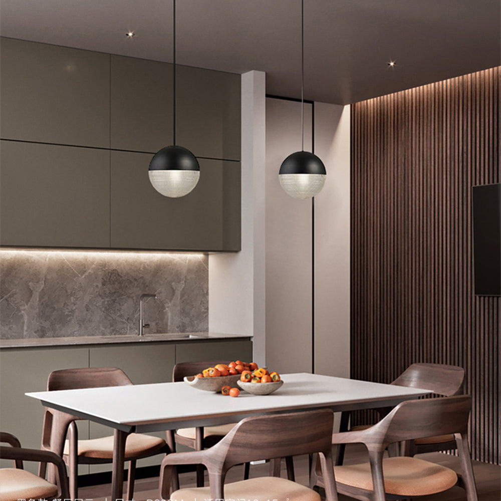 Valentina Suspenison Boule Contemporaine, Métal/Verre, Noir/Or, Bar/Salon/Chambre - Neutralighting