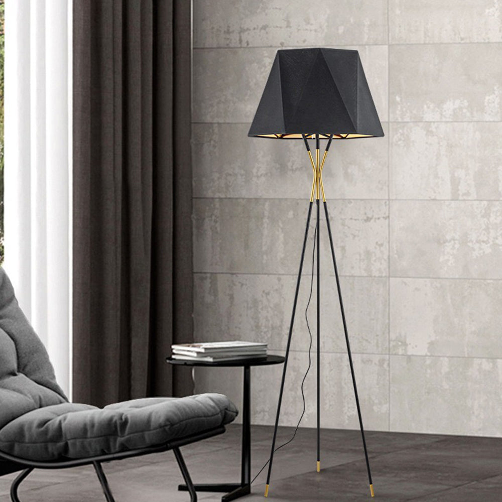 Mira Lampadaire Dôme Moderne, Métal/Tissu, Noir, Chambre