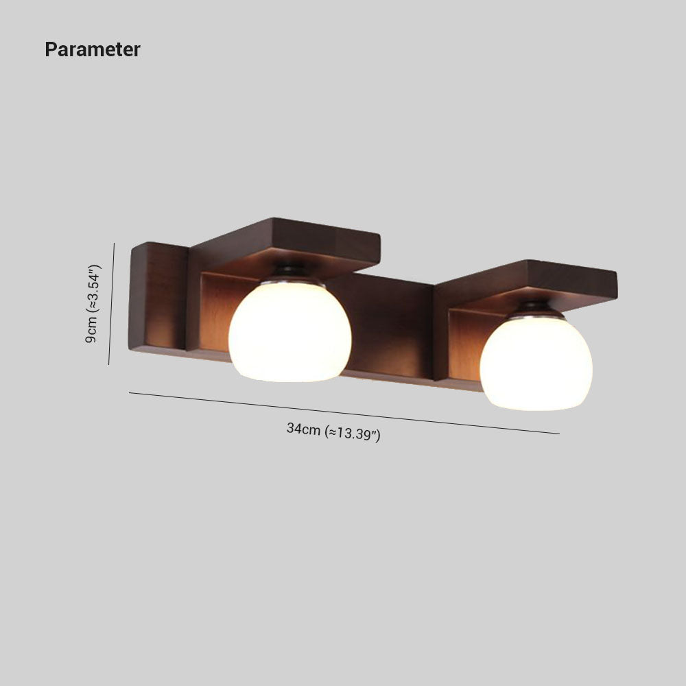 Muto Applique Murale à Miroir Intérieur Ronde Vintage LED Bois/Verre Burn Salle de Bain - Neutralighting